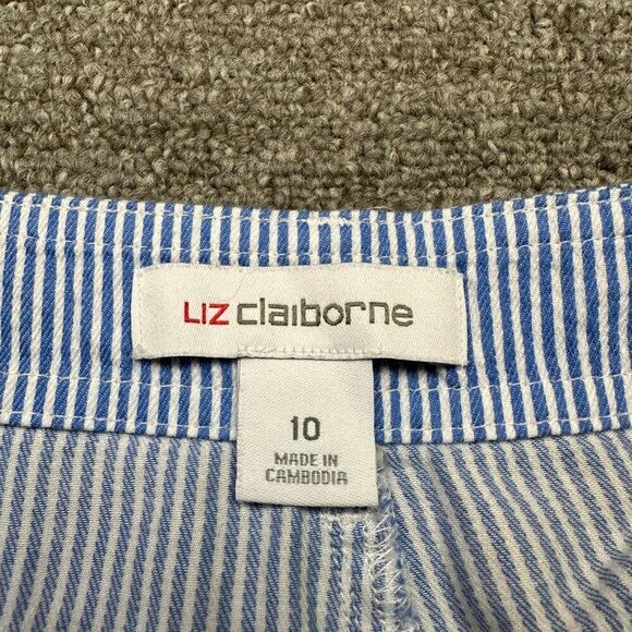 Liz Claiborne Vintage Railroad Blue & White Stripe Women's Pants Size 10 - Picture 2 of 6